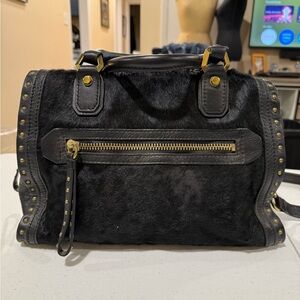 orYANY Black Leather Cow Hide Large Satchel Crossbody Handbag